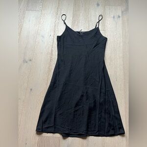 All Saints Black Midi Slip Dress